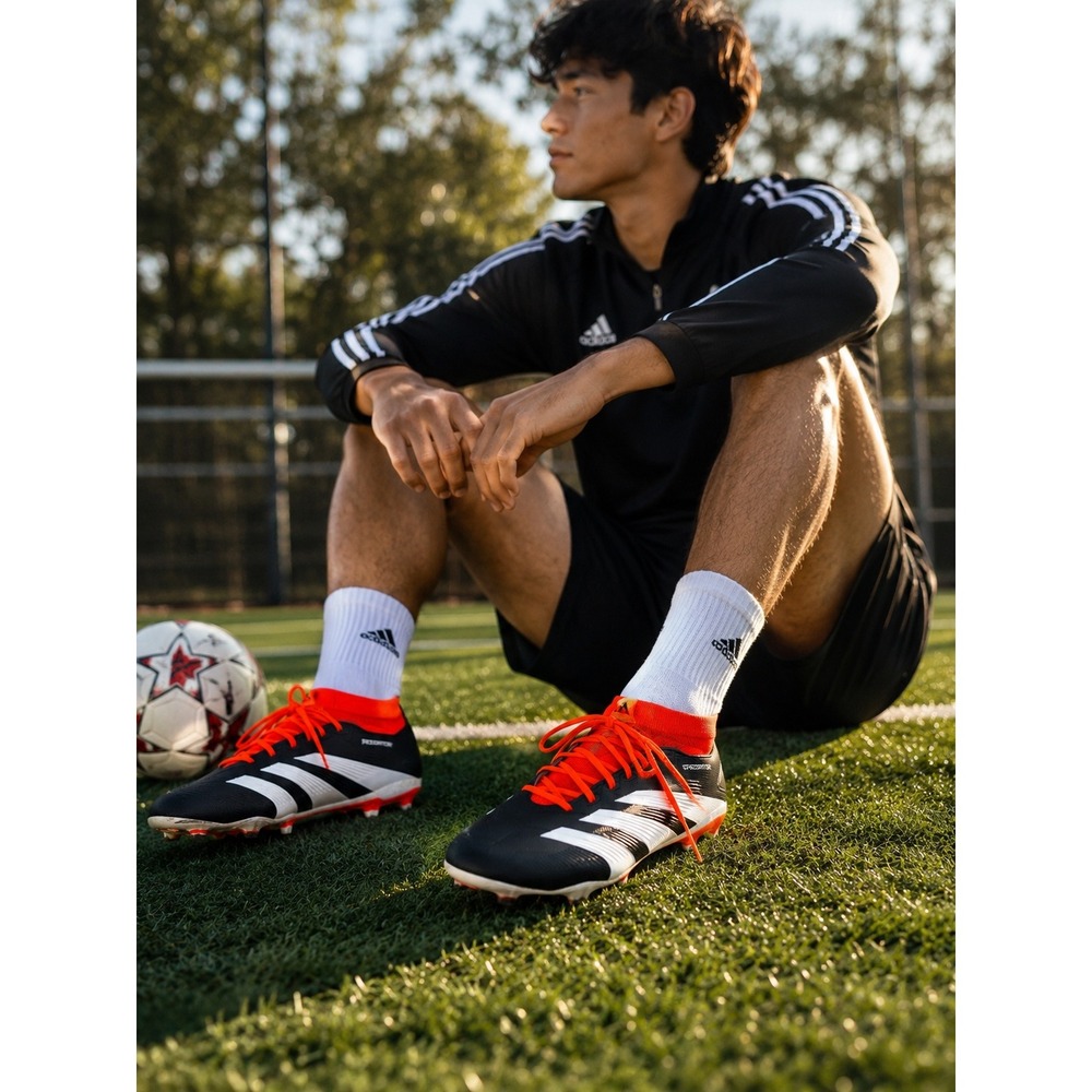 Adidas Predator League Sock Soccer Cleats Black Orange Men's 11.5 FG IG7772